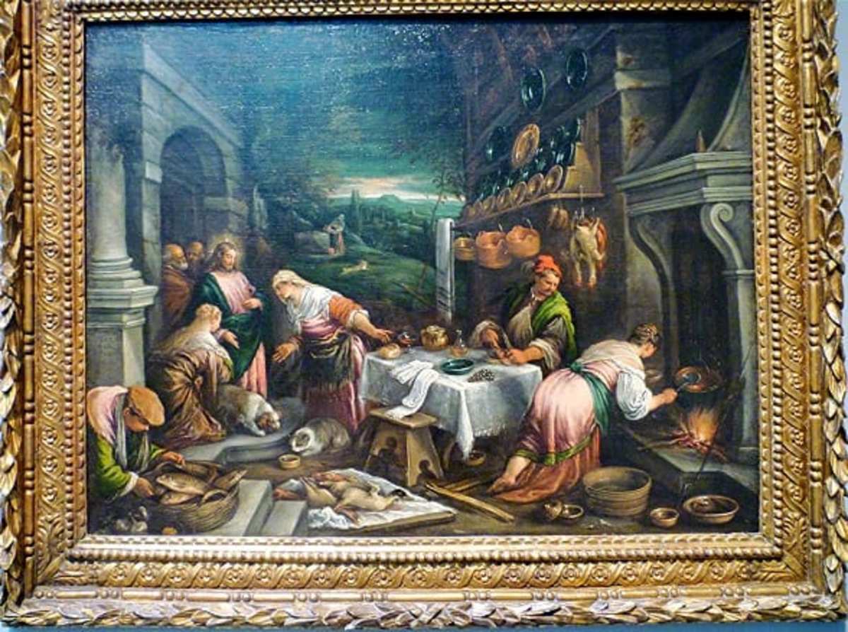 "Christ in the House of Mary, Martha, and Lazarus" by Jacopo and Francesco Bassano (da Ponte)