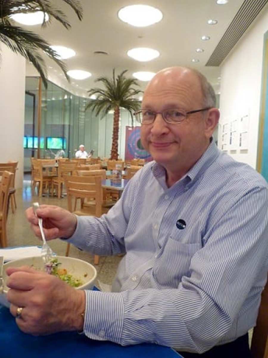 My handsome husband eating in the MFAH Cafe.